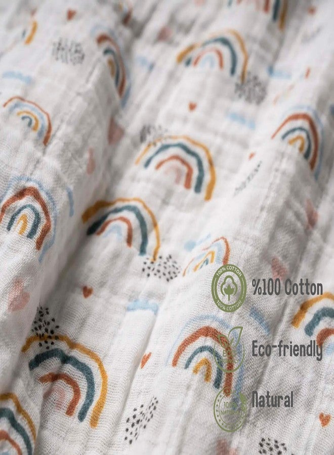 BEBELOP 100% Cotton Muslin Baby Bath Poncho - Soft & Absorbent Hooded Towel for Infants & Toddlers, Lightweight and Breathable, Baby Shower (Rainbow) - Image 4